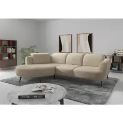 Ecksofa ZOE E in Chenille Sandfarben 199/309 cm
