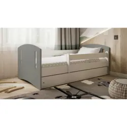 Kinder-/Juniorbett 80/160 cm in Grau, Wei&szlig;