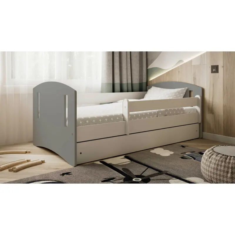 Kinder-/Juniorbett 80/160 cm in Grau, Wei&szlig;