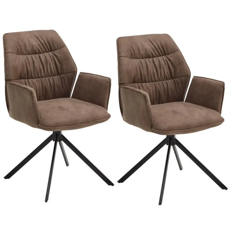 Armlehnstuhl-Set 2 St&uuml;ck Stoffauswahl, Gestellauswahl, Sitzfl&auml;che 180&deg; drehbar, automatische R&uuml;ckholfunktion Mikrofaser