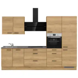 K&uuml;chenleerblock 300 cm in Eichefarben, Schieferfarben