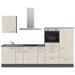 K&uuml;chenleerblock 300 cm in Wei&szlig;, Schieferfarben