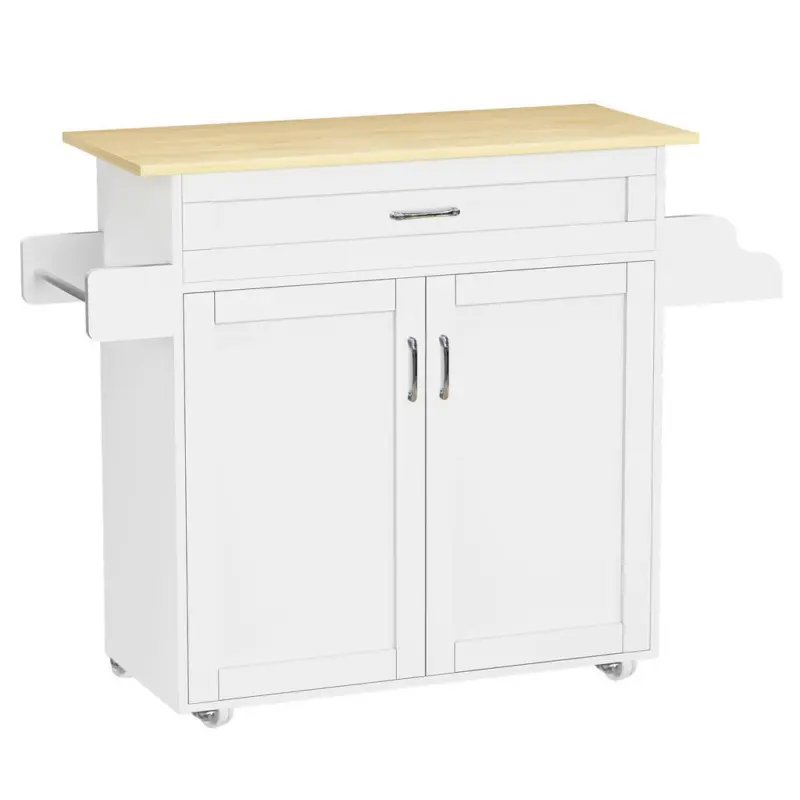 Servierwagen in Wei&szlig;, Honigeiche