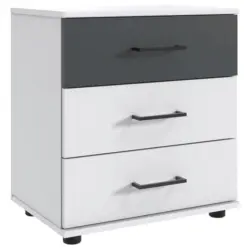 Nachtk&auml;stchen 52/58/38 cm in Graphitfarben, Wei&szlig;