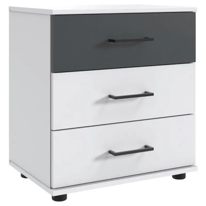 Nachtk&auml;stchen 52/58/38 cm in Graphitfarben, Wei&szlig;