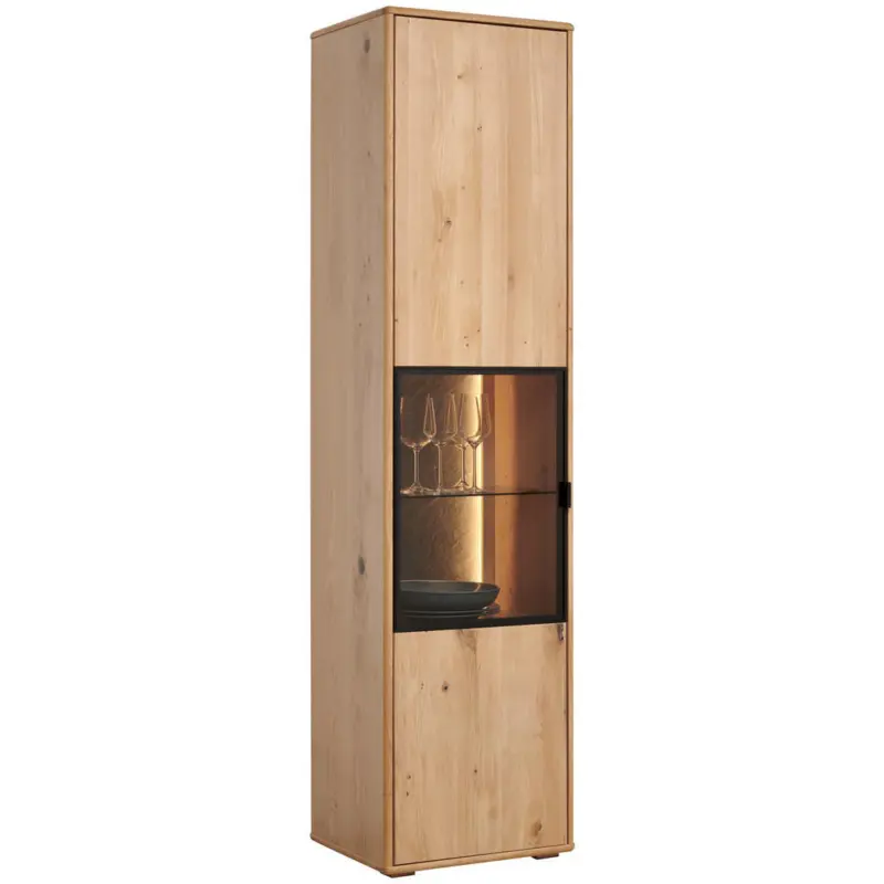 Vitrine in furniert, massiv Eiche Eiche Bianco