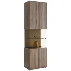 Vitrine in massiv Altholz, Buche Buchefarben, Sandfarben