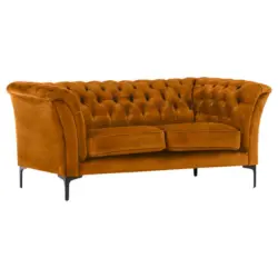 Chesterfield-Sofa in Flachgewebe Gelb