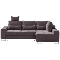 Ecksofa in Flachgewebe Taupe 260/188 cm