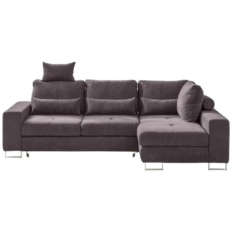 Ecksofa in Flachgewebe Taupe 260/188 cm