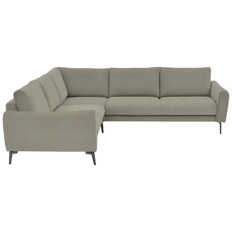 Ecksofa in Velours, Feincord Taupe 254/280 cm