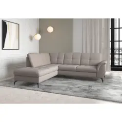 Ecksofa Zora E in Flachgewebe Taupe 212/244 cm