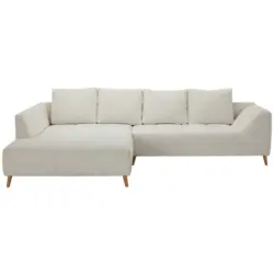 Ecksofa in Flachgewebe Grauwei&szlig; 202/306 cm