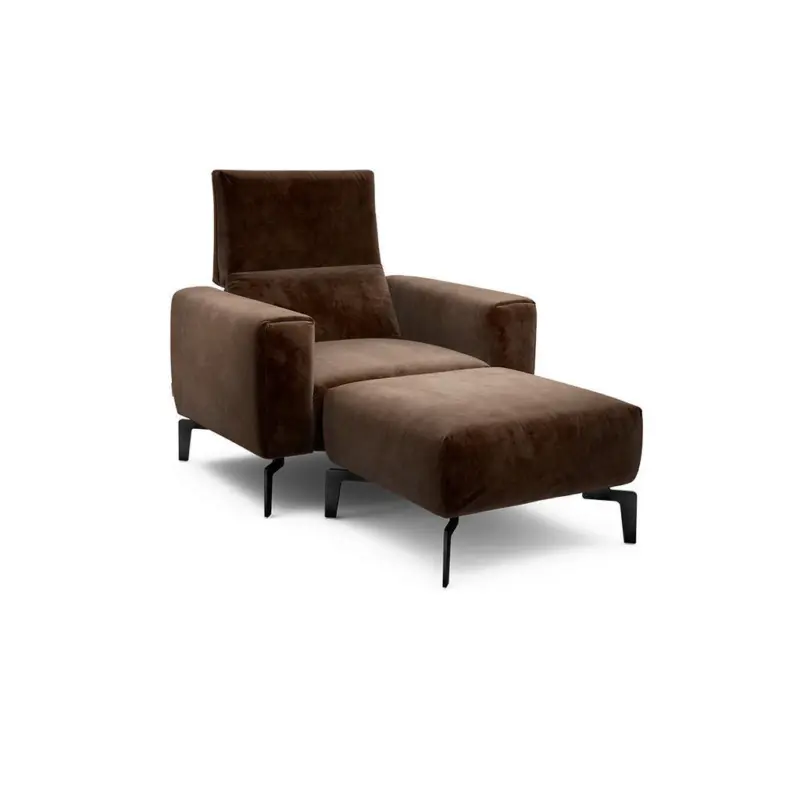 Sessel inkl. Hocker in Samt Braun