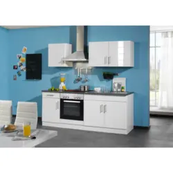 K&uuml;chenleerblock 210 cm in Wei&szlig; Hochglanz