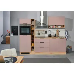 K&uuml;chenblock 250 cm in Rosa, Eiche Artisan