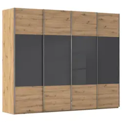 Schwebet&uuml;renschrank in Schwarz, Eiche Artisan