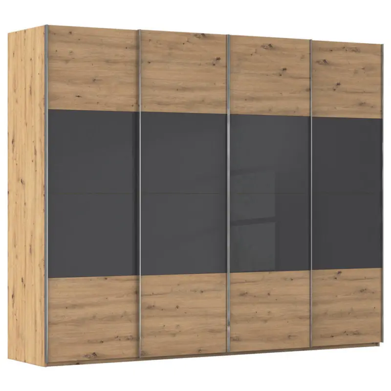 Schwebet&uuml;renschrank in Schwarz, Eiche Artisan