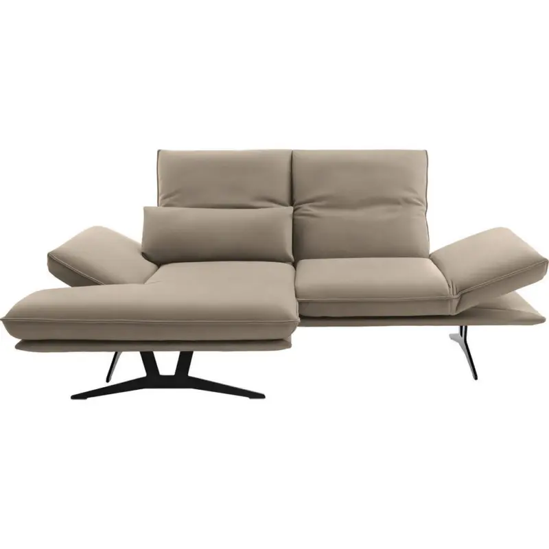 Ecksofa in Echtleder Sandfarben 130/210 cm