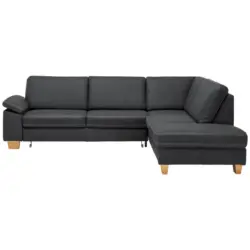 Ecksofa in Echtleder Graphitfarben 274/235 cm