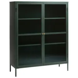 Highboard Bronco Glass Cabinet H140 CM Bronco Glass Cabinet H140 CM Gr&uuml;n, Goldfarben 110/140/40 cm