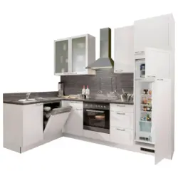 Eckk&uuml;che 275/175 cm in Wei&szlig;, Eichefarben