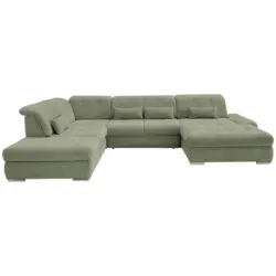 Wohnlandschaft in Chenille Gr&uuml;n