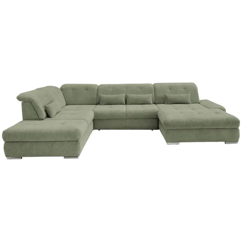 Wohnlandschaft in Chenille Gr&uuml;n