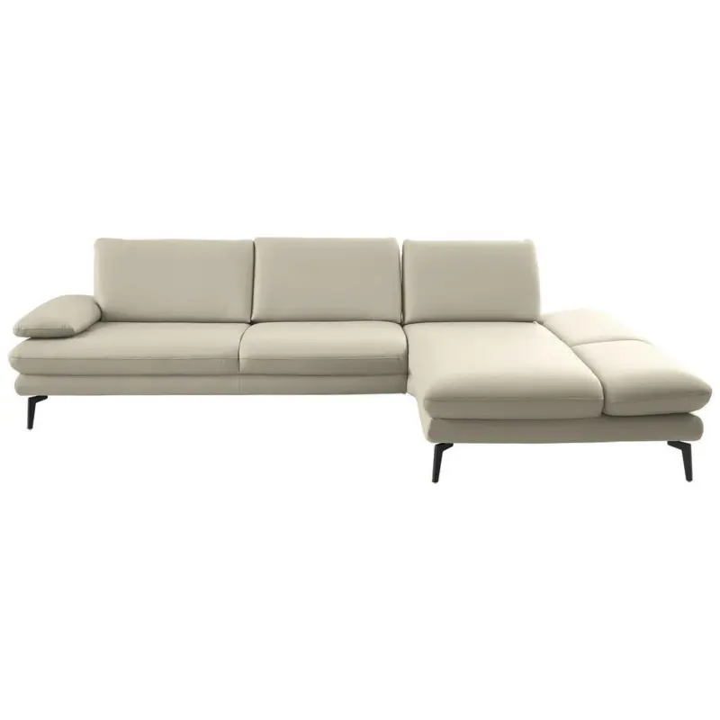 Ecksofa in Echtleder Ecru 308/195 cm