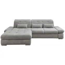 Ecksofa in Chenille Silberfarben 196/300 cm