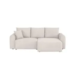 Ecksofa Jonilz in Cord Wei&szlig; 250/151 cm