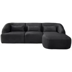 Ecksofa in Struktur Schwarz 256/160 cm