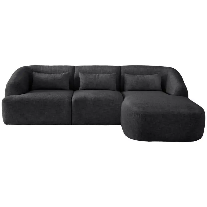 Ecksofa in Struktur Schwarz 256/160 cm