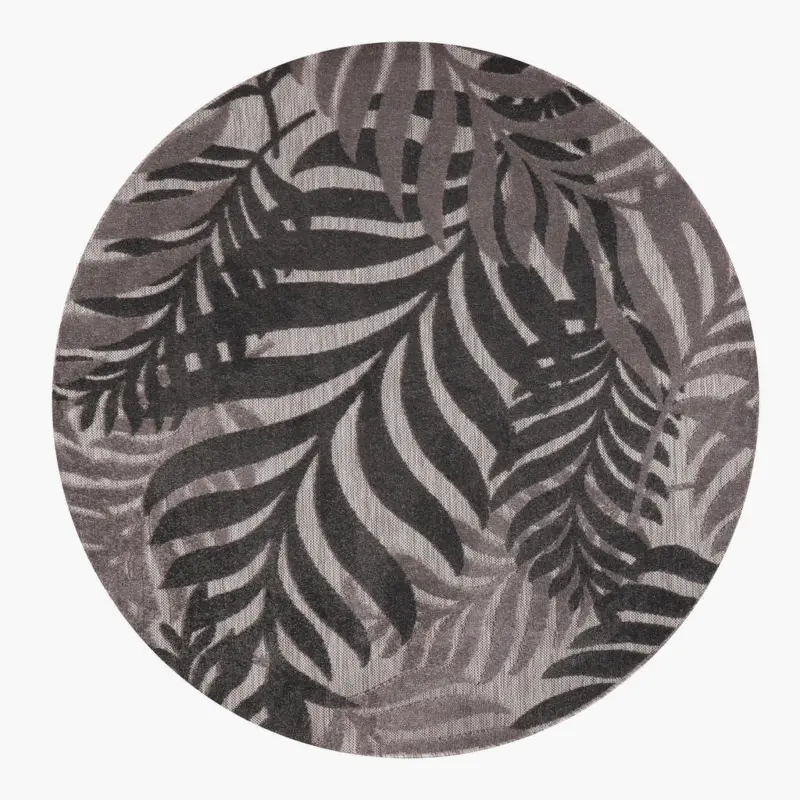 Outdoorteppich 120 cm Floral Grau