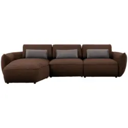 Ecksofa in Chenille Braun 190/340 cm