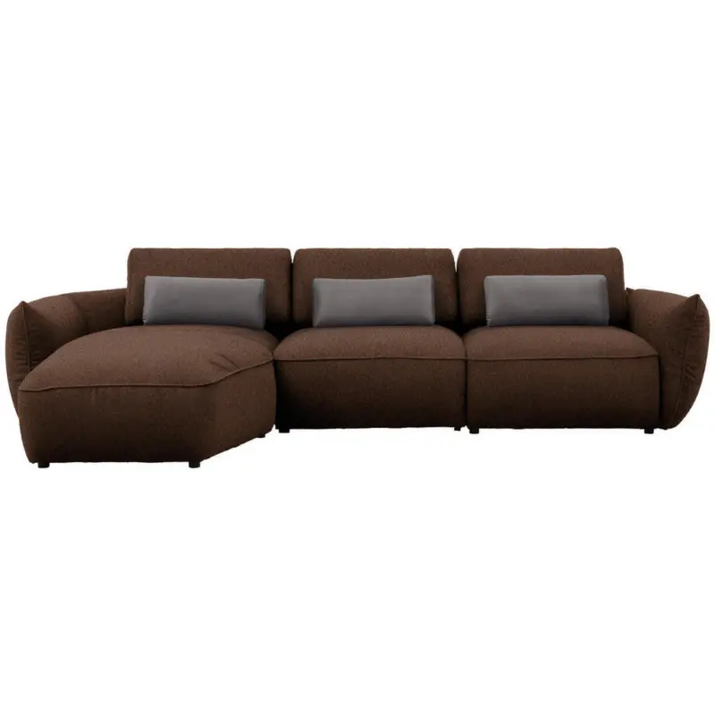 Ecksofa in Chenille Braun 190/340 cm
