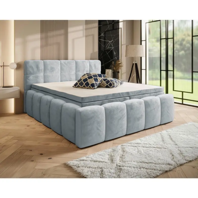 Boxbett 160/200 cm in Hellgrau