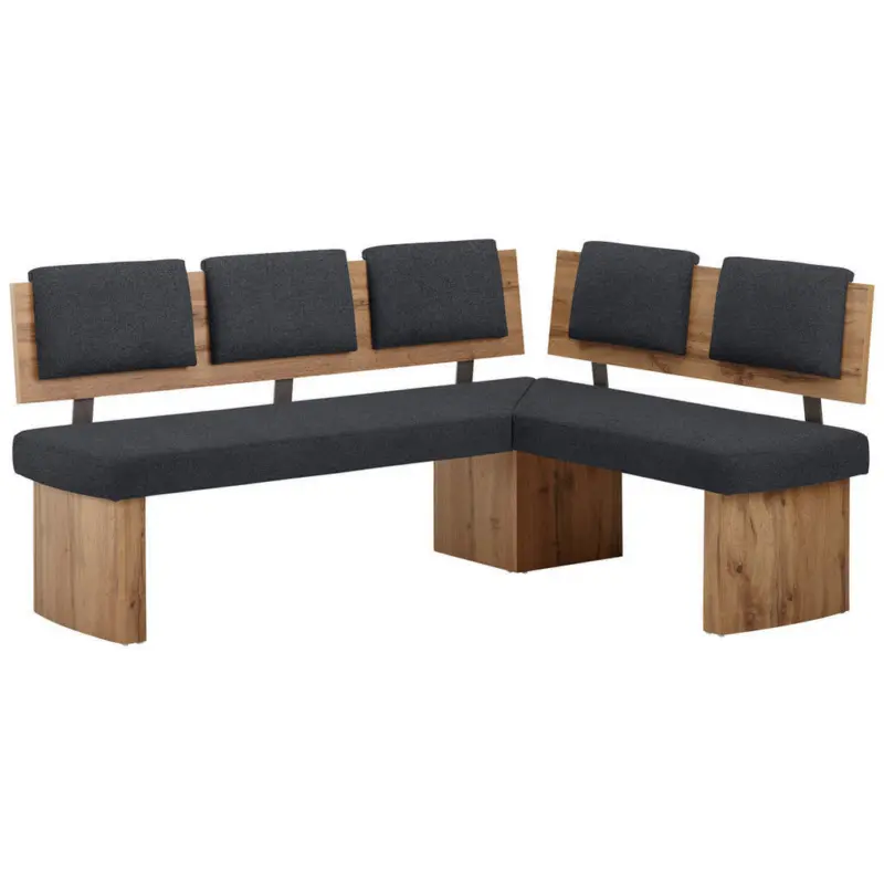 Eckbank 195/155 cm in Anthrazit, Eichefarben