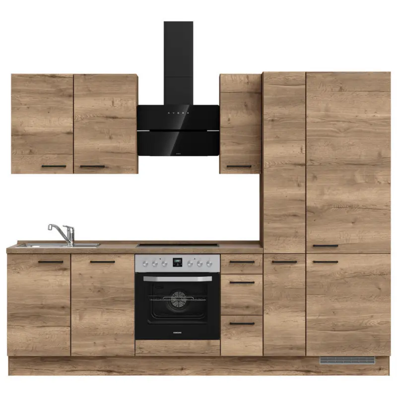 K&uuml;chenleerblock 270 cm in Eiche dunkel