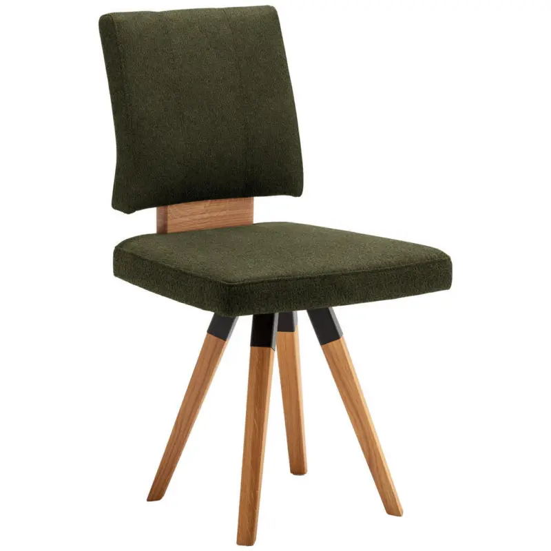 Stuhl in Holz, Textil, Holzwerkstoff Gr&uuml;n, Schwarz, Eichefarben