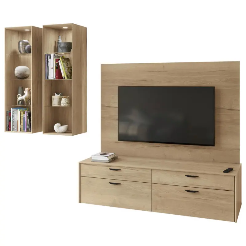 Wohnwand in Eichefarben 284/200/59,7 cm