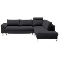 Ecksofa in Echtleder Dunkelgrau 281/200 cm