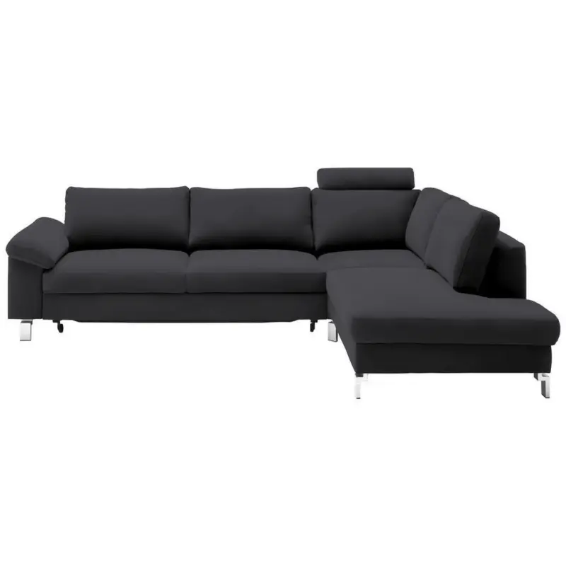 Ecksofa in Echtleder Dunkelgrau 281/200 cm