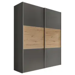Schwebet&uuml;renschrank in Dunkelgrau, Eiche Artisan