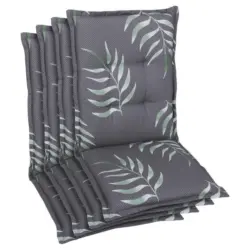 Sesselauflagenset in Anthrazit Bl&auml;tter