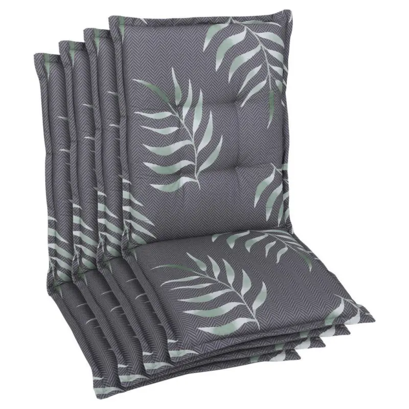 Sesselauflagenset in Anthrazit Bl&auml;tter