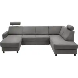 Wohnlandschaft in Webstoff Dunkelgrau