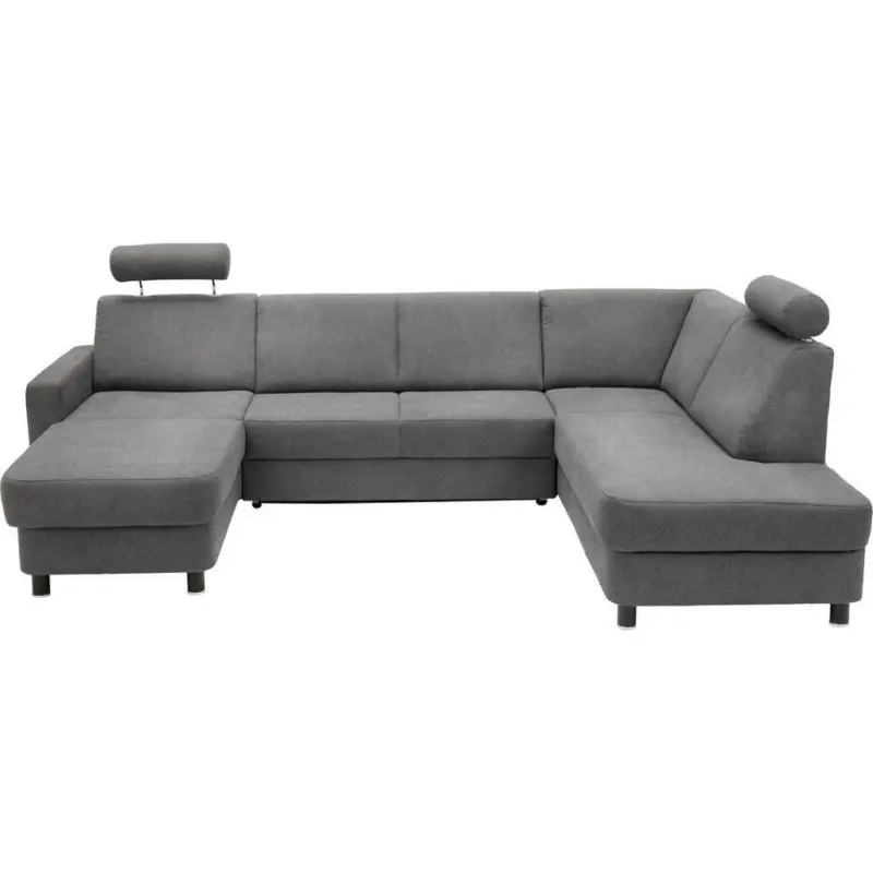 Wohnlandschaft in Webstoff Dunkelgrau