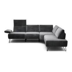 Ecksofa Cosy in Samt Anthrazit 248-263/193 cm