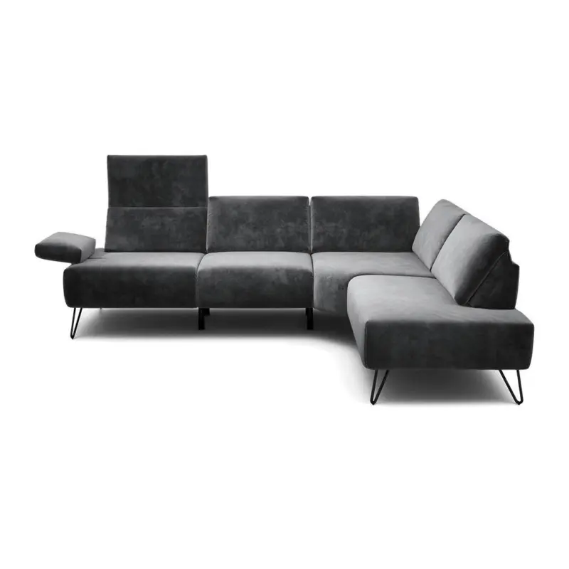 Ecksofa Cosy in Samt Anthrazit 248-263/193 cm